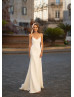 Spaghetti Straps Ivory Satin Wedding Dress With Lace Jacket